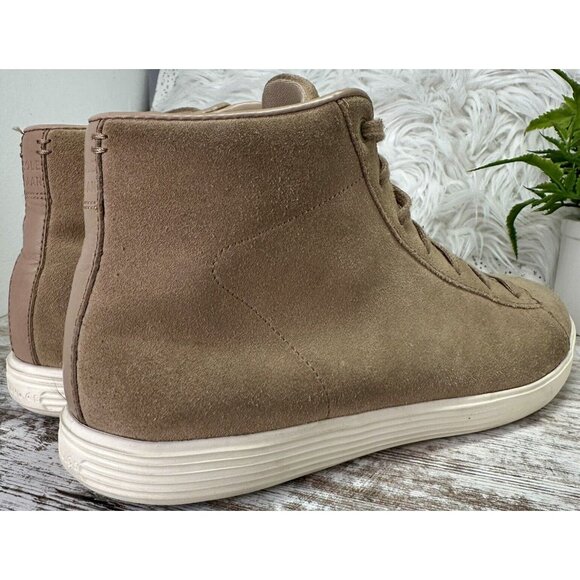 COLE HAAN Grand Crosscourt High Top Sneakers Women’s Size 11B Tan Camel Suede - Picture 6 of 15